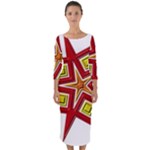 Pattern Tile Decorative Design Star Quarter Sleeve Midi Bodycon Dress