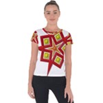 Pattern Tile Decorative Design Star Short Sleeve Sports Top 