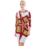 Pattern Tile Decorative Design Star Quarter Sleeve Hood Bodycon Dress