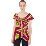 Pattern Tile Decorative Design Star Lace Front Dolly Top