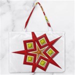 Pattern Tile Decorative Design Star Zipper Medium Tote Bag