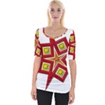 Pattern Tile Decorative Design Star Wide Neckline T-Shirt