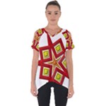 Pattern Tile Decorative Design Star Cut Out Side Drop T-Shirt