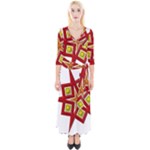 Pattern Tile Decorative Design Star Quarter Sleeve Wrap Maxi Dress