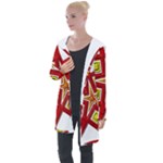 Pattern Tile Decorative Design Star Longline Hooded Cardigan
