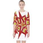 Pattern Tile Decorative Design Star Quarter Sleeve Pocket Dress