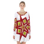 Pattern Tile Decorative Design Star Long Sleeve Velvet V-neck Dress