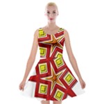 Pattern Tile Decorative Design Star Velvet Skater Dress