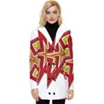 Pattern Tile Decorative Design Star Button Up Hooded Coat 