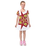 Pattern Tile Decorative Design Star Kids  Short Sleeve Velvet Dress