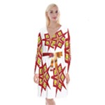 Pattern Tile Decorative Design Star Long Sleeve Velvet Front Wrap Dress