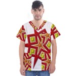 Pattern Tile Decorative Design Star Men s V-Neck Scrub Top