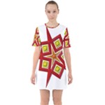 Pattern Tile Decorative Design Star Sixties Short Sleeve Mini Dress