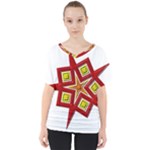 Pattern Tile Decorative Design Star V-Neck Dolman Drape Top
