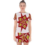 Pattern Tile Decorative Design Star Drop Hem Mini Chiffon Dress