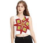 Pattern Tile Decorative Design Star V-Neck Cropped Tank Top