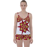Pattern Tile Decorative Design Star Tie Front Two Piece Tankini