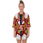 Pattern Tile Decorative Design Star Open Front Chiffon Kimono