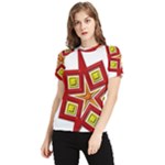 Pattern Tile Decorative Design Star Women s Short Sleeve Rash Guard