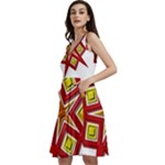 Pattern Tile Decorative Design Star Sleeveless V-Neck Skater Dress with Pockets