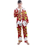 Pattern Tile Decorative Design Star Men s Long Sleeve Satin Pajamas Set