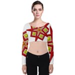 Pattern Tile Decorative Design Star Velvet Long Sleeve Crop Top