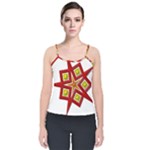 Pattern Tile Decorative Design Star Velvet Spaghetti Strap Top