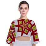Pattern Tile Decorative Design Star Tie Back Butterfly Sleeve Chiffon Top