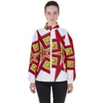 Pattern Tile Decorative Design Star Women s High Neck Windbreaker