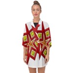 Pattern Tile Decorative Design Star Half Sleeve Chiffon Kimono