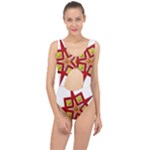 Pattern Tile Decorative Design Star Center Cut Out Swimsuit