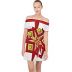 Pattern Tile Decorative Design Star Off Shoulder Chiffon Dress