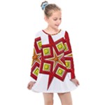Pattern Tile Decorative Design Star Kids  Long Sleeve Dress