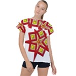 Pattern Tile Decorative Design Star Ruffle Collar Chiffon Blouse
