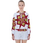 Pattern Tile Decorative Design Star Women s Tie Up Sweat