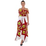 Pattern Tile Decorative Design Star Off Shoulder Open Front Chiffon Dress