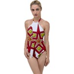 Pattern Tile Decorative Design Star Go with the Flow One Piece Swimsuit