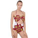 Pattern Tile Decorative Design Star Scallop Top Cut Out Swimsuit