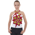 Pattern Tile Decorative Design Star Cross Neck Velour Top