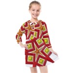 Pattern Tile Decorative Design Star Kids  Quarter Sleeve Shirt Dress