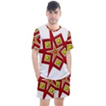 Pattern Tile Decorative Design Star Men s Mesh T-Shirt and Shorts Set