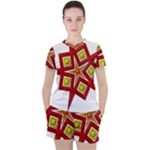 Pattern Tile Decorative Design Star Women s T-Shirt and Shorts Set