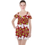 Pattern Tile Decorative Design Star Ruffle Cut Out Chiffon Playsuit