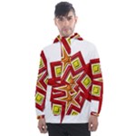 Pattern Tile Decorative Design Star Men s Front Pocket Pullover Windbreaker