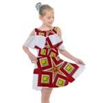 Pattern Tile Decorative Design Star Kids  Shoulder Cutout Chiffon Dress