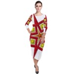 Pattern Tile Decorative Design Star Quarter Sleeve Midi Velour Bodycon Dress