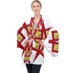 Pattern Tile Decorative Design Star Long Sleeve Velvet Kimono 