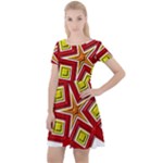 Pattern Tile Decorative Design Star Cap Sleeve Velour Dress 