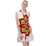 Pattern Tile Decorative Design Star Sleeveless Shirt Dress