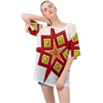 Pattern Tile Decorative Design Star Oversized Chiffon Top